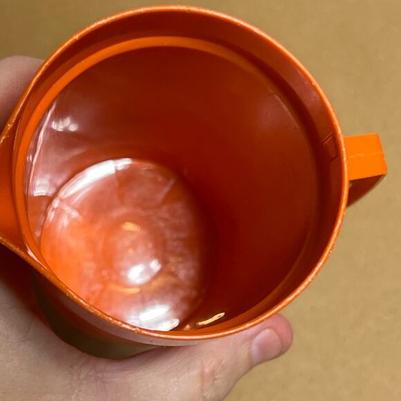 Tupperware kids Doll Toy Tuppertoys Mini Pitcher 1399 5" Orange Push Button Lid - Picture 9 of 10
